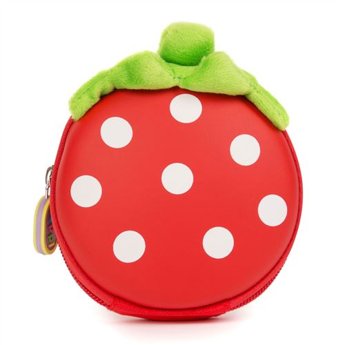 Boppi Tiny Trekker Pochette de voyage à mousqueton pour enfant - Mini-besace de voyage à fermeture éclair pour enfant - Fraise