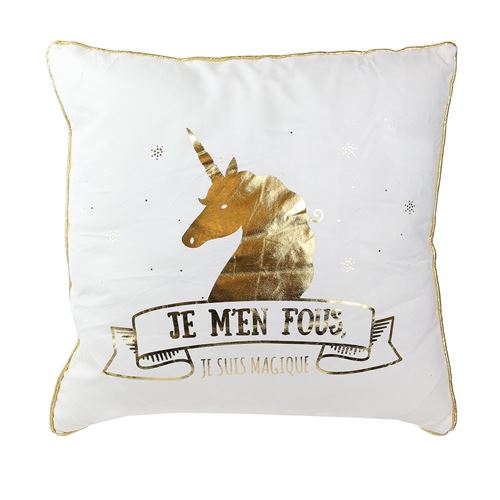 Coussin Licorne - 40 x 40 cm - Doré