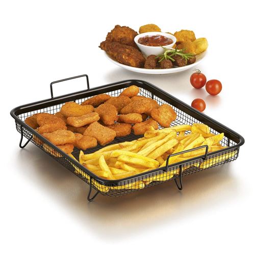 GOURMETmaxx 01644 Panier à Grill pour Four à air Chaud, Eckig 33x28x5cm