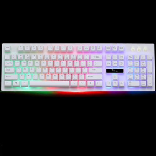 (#75) 104 Keys USB Wired Mechanical RGB Backlight Computer Keyboard Gaming Keyboard(White)