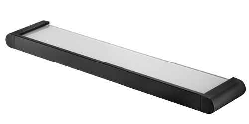 Bisk 02957 FUTURA Étagère en verre givré avec support Noir, finition satinée, 54 x 11 x 3 cm