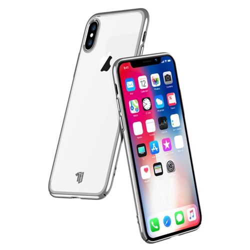 Coque en TPU rigide avec bords argent pour votre Apple iPhone XS/X 5.8 pouces