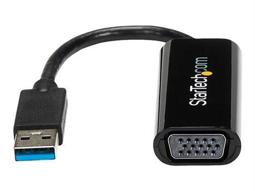 StarTech.com Adaptateur USB vers VGA - Carte graphique externe - USB 3.0 - Slim - 1080p - Adaptateur multi-écrans - Adaptateur vidéo - Conformité TAA - USB type A mâle pour HD-15 (VGA) femelle - 19 cm - noir - pour P/N: MXT101MM