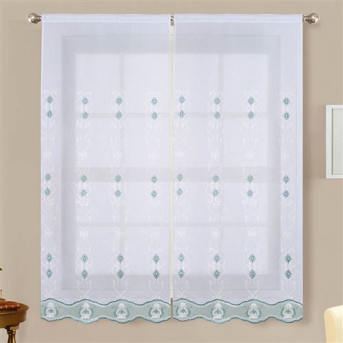 Paire de vitrages brillants - turquoise - 2x60x120cm