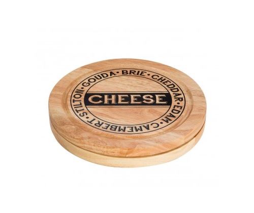 Plateau à Fromage en Bois Rond et ses 4 Couteaux à Fromages