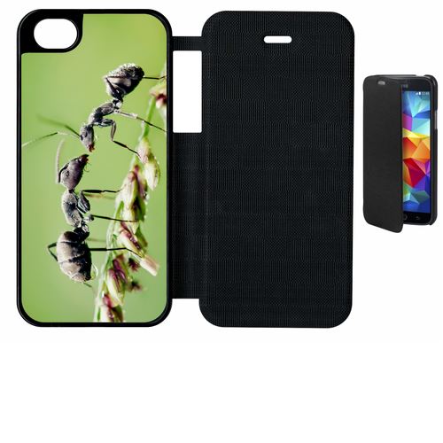 Etui À Rabat Flip Flap Apple Iphone 5 Se Fourmi Noire Bisous Fond Vert