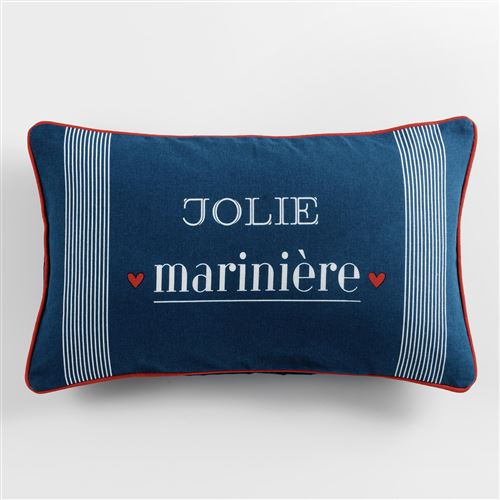 coussin dehoussable passepoil 30 x 50 cm coton imprime jolie mariniere