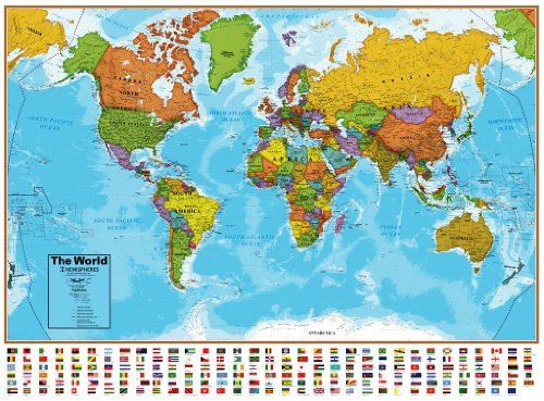 Hemisphere Blue Ocean World and USA Wall Map Set
