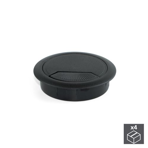 Lot de 4 passe-câbles D. 80 mm EMUCA pour encastrer en plastique noir - 3196417