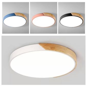 Ronde Plafonnier Lampe Led Moderne Macaron Couleur Simple Maison Chambre Enfant Restaurant Noir Achat Prix Fnac