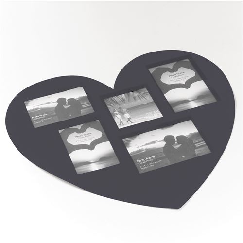 Set de table photos coeurs 45 x 41 cm polypropylene souvenirs Anthracite