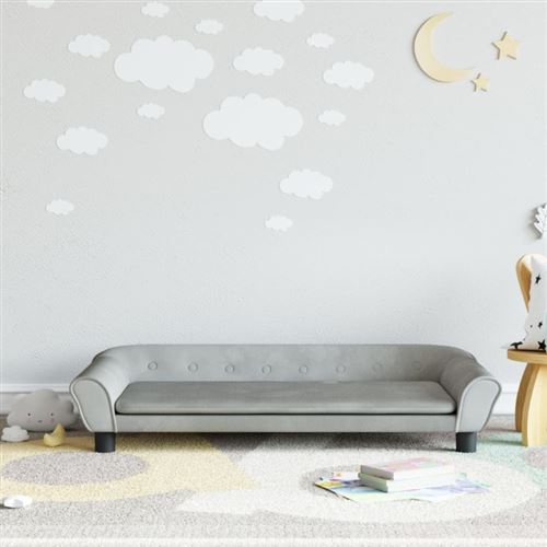 vidaXL Canapé pour enfants gris clair 100x50x26 cm velours