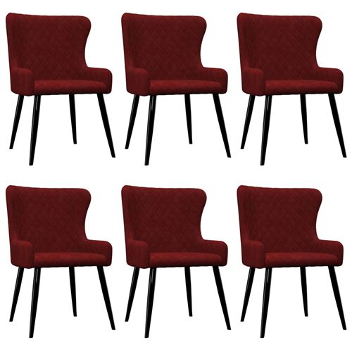 vidaXL Chaises de salle à manger 6 pcs Rouge Velours
