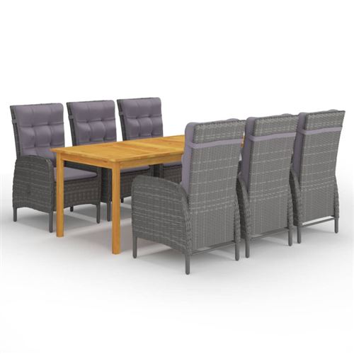 Non Communiqué Gris Ensemble À Manger De Jardin 7 Pcs