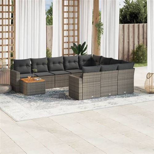 Non Communiqué Gris Salon De Jardin Modulable Vidaxl Rotin 11 Pieces 62 X 62 X 69 Cm 2 Personnes