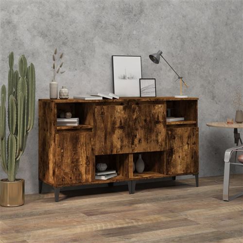 Non Communiqué Marron Vidaxl Buffets 2 Pcs Chêne Fumé 60X35x70 Cm Bois D'ingénierie