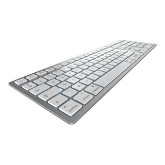 CHERRY KW 9100 SLIM - Clavier - sans fil - 2.4 GHz, Bluetooth 4.0 - AZERTY - Français Belgique - commutateur : CHERRY SX - argent, blanc