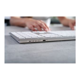 CHERRY KW 9100 SLIM - Clavier - sans fil - 2.4 GHz, Bluetooth 4.0 - AZERTY - Français Belgique - commutateur : CHERRY SX - argent, blanc