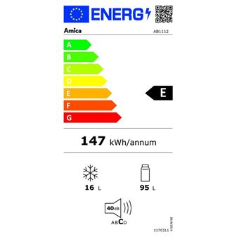 Réfrigérateur 1 porte intégrable à pantographe 111l Amica AB1112