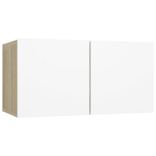 vidaXL Meuble TV suspendu Blanc et chêne sonoma 60x30x30 cm