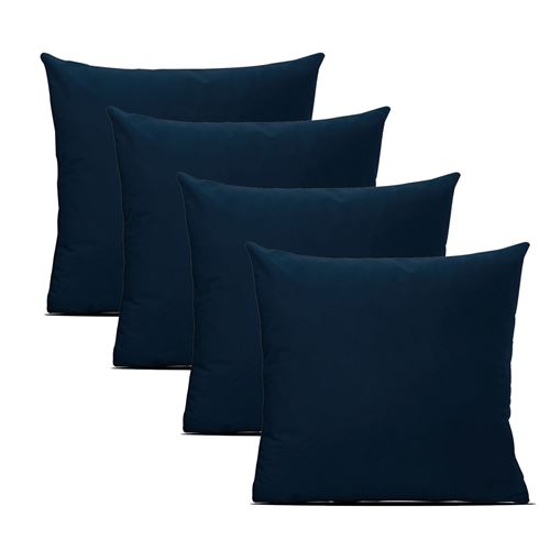Lot de 4 coussin carré, coussin de siège, coussin d'assise intérieur/extérieur en fibre coloris bleu foncé - Longueur 45 x Profondeur 45 cm -JUANIO -