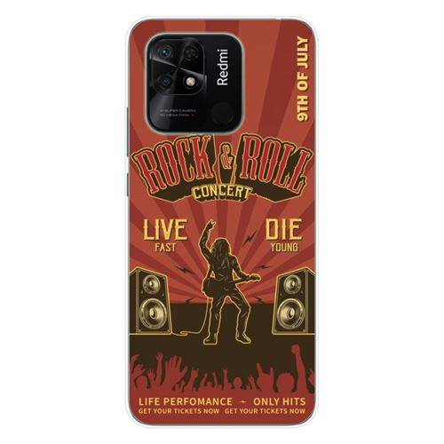 Coque en silicone imprimée compatible Xiaomi Redmi 10C Rock and roll