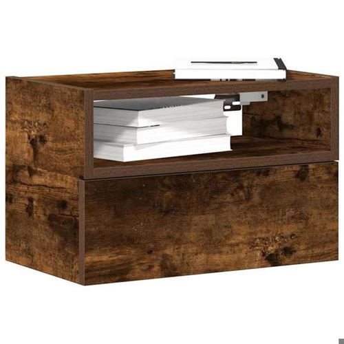 Vidaxl Tables De Chevet Murales 2 Pcs - Chêne Fumé - Image 3