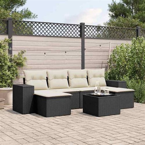 Non Communiqué Noir Salon De Jardin Modulable Vidaxl Rotin 6 Personnes 62 X 55 X 69 Cm 7 Pieces