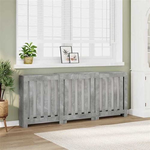 vidaXL Cache-radiateur gris béton 205x21,5x83,5 cm bois d'ingénierie
