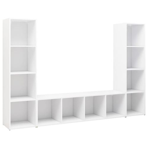 vidaXL Meubles TV 3 pcs Blanc 142,5x35x36,5 cm Aggloméré