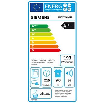 Siemens iQ700 WT47XK90FR - Sèche-linge - largeur : 59.8 cm - profondeur : 65.1 cm - hauteur : 84.2 cm - chargement frontal - blanc