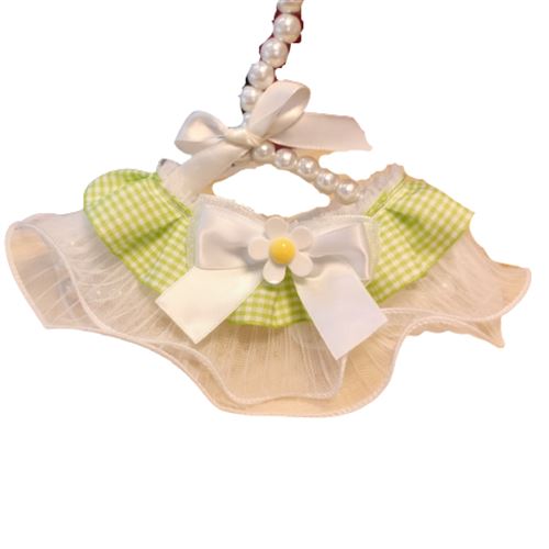 Collier Chat Chien Fleur Dentelle FONGWAN Réglables Noeud papillon Accessoires de Toilettage, 30-35cm - Vert