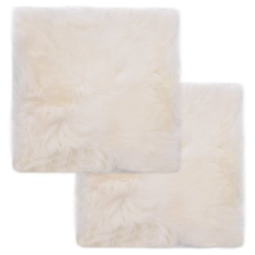 vidaXL Coussins de chaise 2 pcs Blanc 40x40cm Peau de mouton véritable