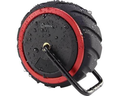 Renkforce AdventureWheel1 Enceinte Bluetooth fonction mains libres, protégée contre les projections deau, AUX noir, rouge