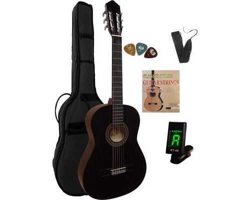 MSA Musikinstrumente C 21 Set Clip Ensemble guitare classique 4/4 noir avec étui