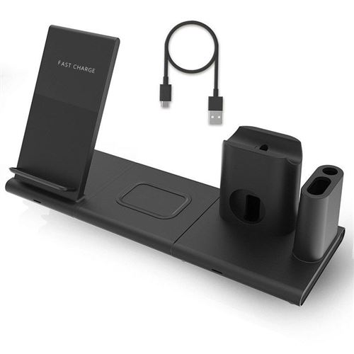 Support de Charge Sans Fil 4 en 1 pour Apple Watch, Sans Fil, Chargeur de Station D accueil(Noir)-Chronus