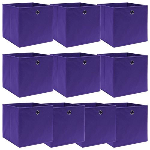 VidaXL Boîtes de rangement 10 pcs Violet 32x32x32 cm Tissu