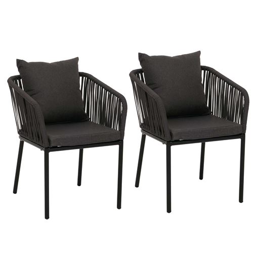 Mendler Gris Lot De 2 Chaises De Jardin - Anthracite - Image 2