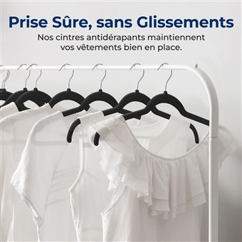 Lot De 50 Cintres Velours Fin Anti-dérapants | Crochet Pivotant 360°, Gain De Place | Pour Chemises, Robes, Vestes