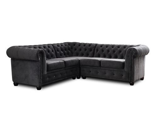 LISA DESIGN William - canap&eacute; Chesterfield d'angle r&eacute;versible - 5 places - en velours