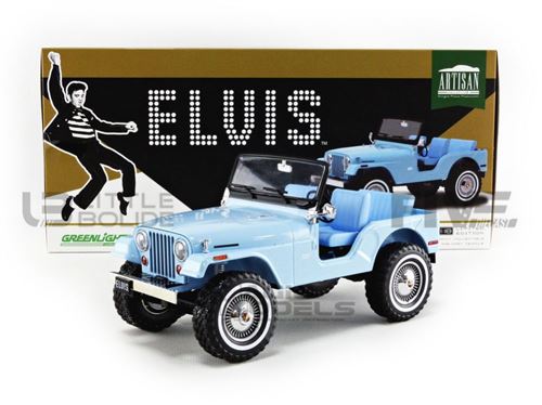 Voiture Miniature de Collection GREENLIGHT COLLECTIBLES 1-18 - JEEP CJ-5 - Elvis Presley 1935 - Blue - 19061