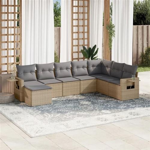 vidaXL - Salon de Jardin - Ensemble 8 Pièces - Beige - Image 2
