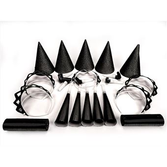 SPARKLERS CLUB Kit Cotillons Noir 10 Personnes Nouvel an 2025 - Sarbacanes Sécurité,Chapeaux, Serre-tête, Trompette Sans Gêne : Éclat Luxueux pour un Événement Réussi, Idéal pour le Réveillon - 1