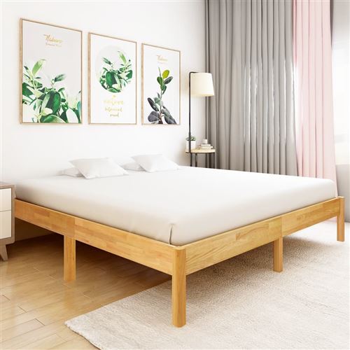 vidaXL Cadre de lit Bois de chêne massif 180 x 200 cm