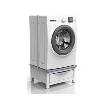 Socle machine à laver double avec étagère base sèche-linge noir