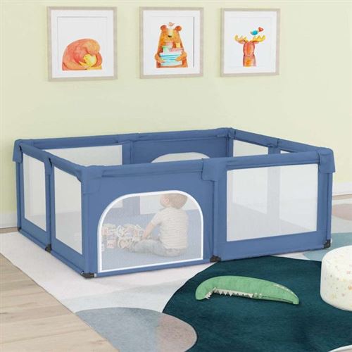 Vidaxl parc pour b&eacute;b&eacute; avec 2 portes bleu clair tissu oxford
