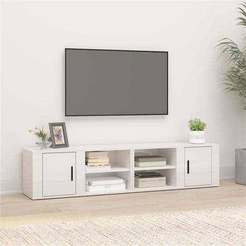 VIDAXL - Meuble TV - Lot de 2 - Blanc brillant - 80x31,5x36 cm - Image 3