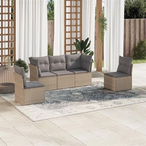 Non Communiqué Beige Salon De Jardin Modulable Vidaxl Resine Tressee 5 Pieces X 179 X 69 5 Personnes
