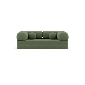 Nebula - Canapé 3 places convertible en velours texturé - Vert sauge - 1