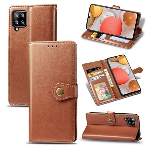 MPFRANCE Housse pour Samsung Galaxy A42 5G Marron [Porte Carte, etui portefeuille, boucle]